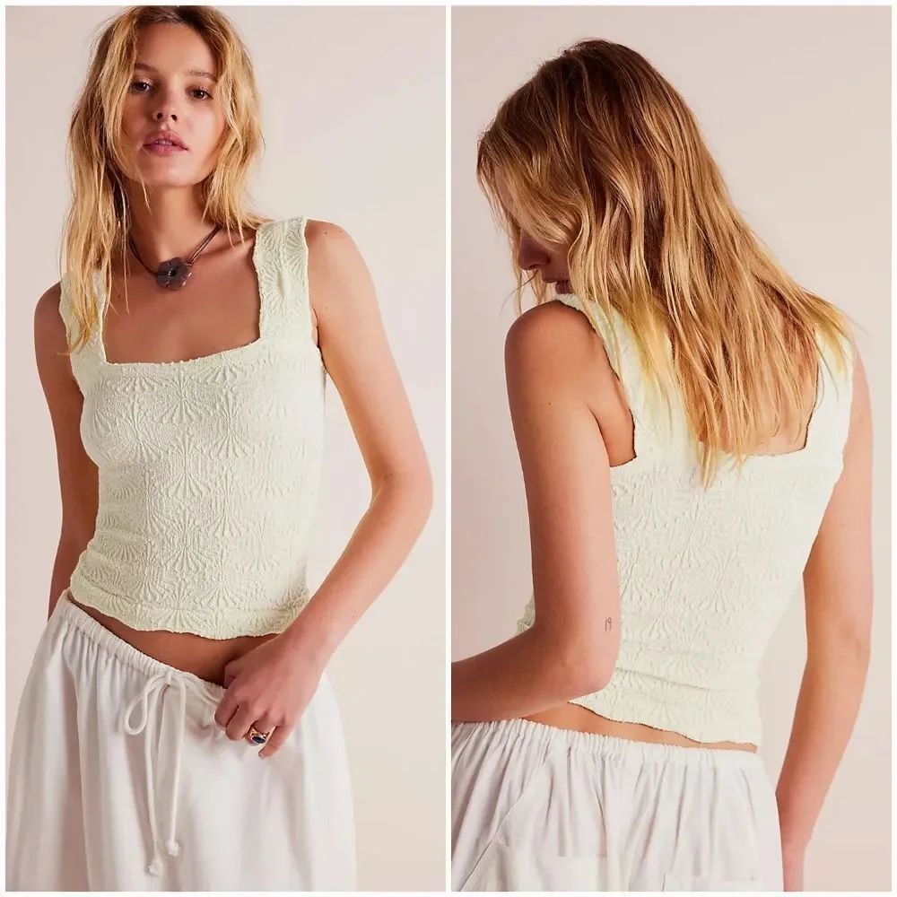 🔺️Free People Cream Love Letter Sleeveless Cami Top XSmall/Small